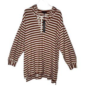 Jane & Delancey hooded striped tunic top size 2X NWT